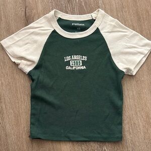 RSQ girls Green and Cream Raglan T-Shirt XS